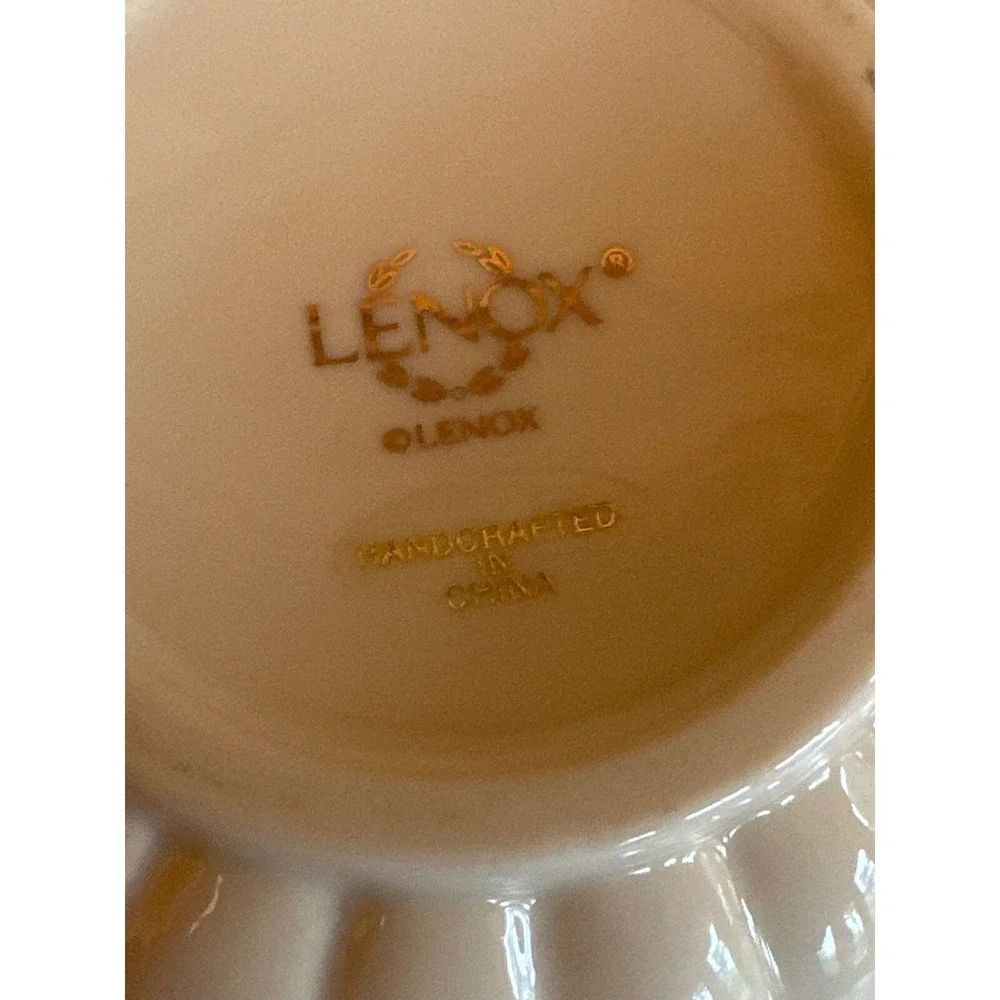 Lenox Ivory Cream Rosebud Trinket Dish Gold Trim Embossed Bowl